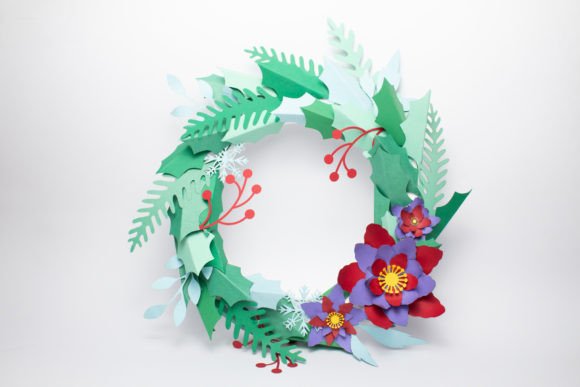 Winter Paper Flower Wreath Svg Design