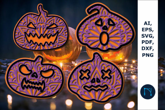 Layered Faces Pumpkin Svg Cut Bundle