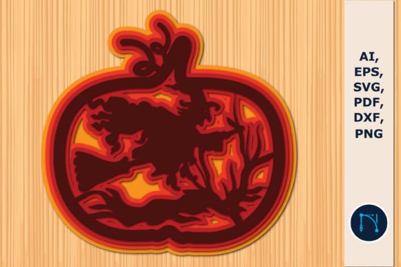 Witchy Scene Pumpkin Svg Layers