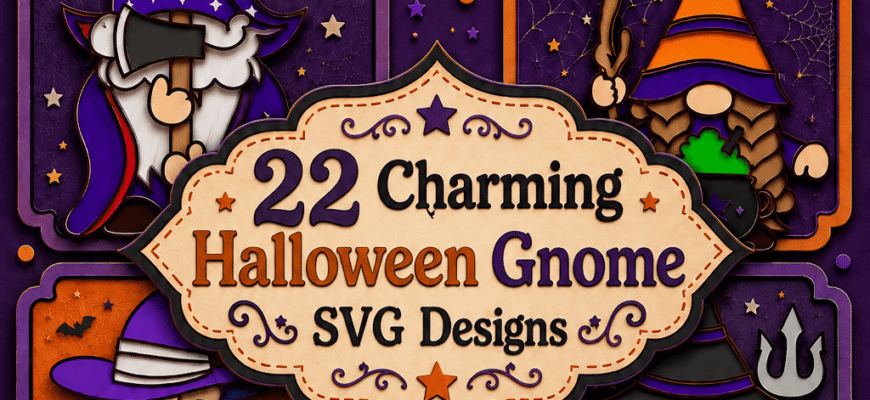 22 Charming Halloween Gnome SVG Designs