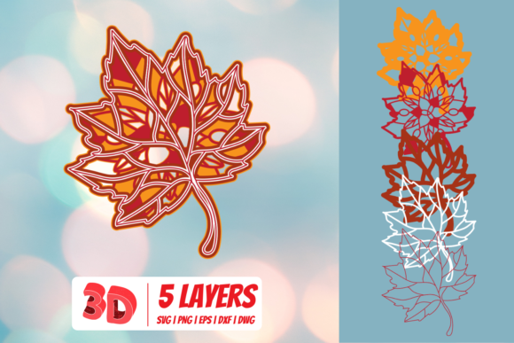 3D Autumn Fall Leaves SVG Cut File