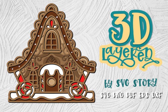 Sculpted Gingerbread House SVG Ornament