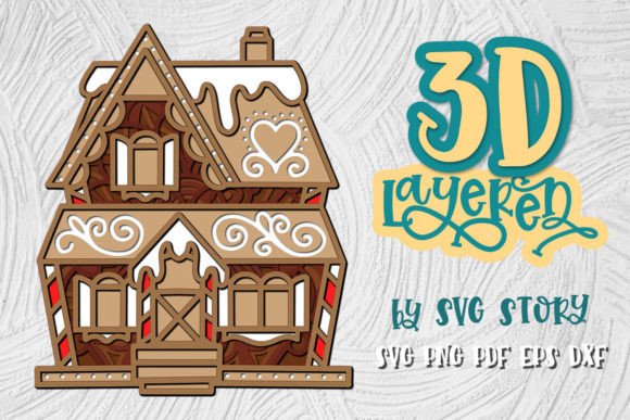 Detailed Gingerbread Paper House Display