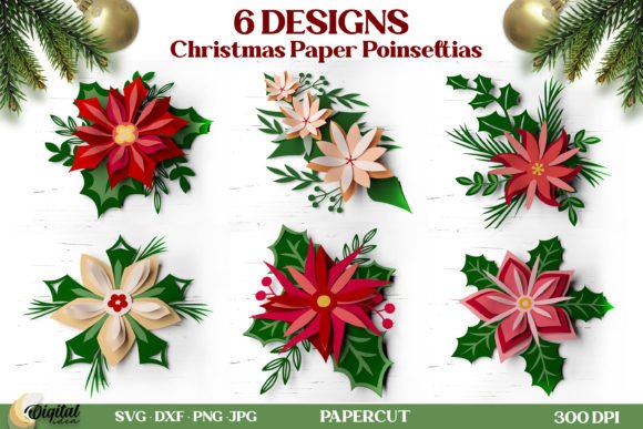 Poinsettia Paper Flower Bundle For Christmas