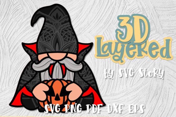 3D Vampire Halloween Gnome SVG Layered Craft