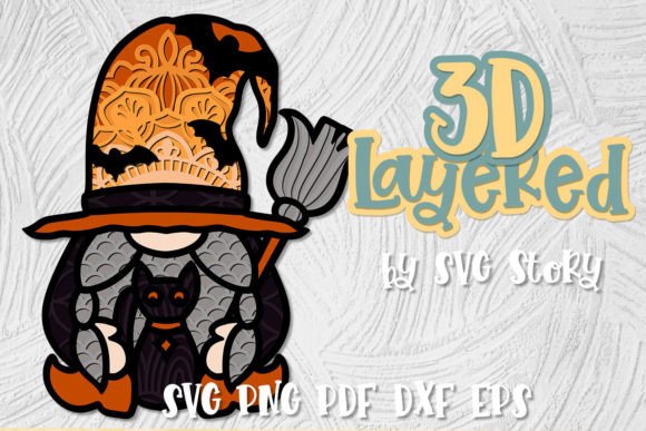 Cat Companion Halloween Gnome SVG Layered Cut