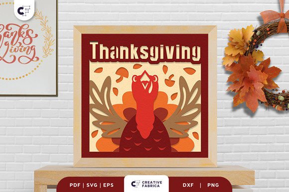 Whimsical Turkey Shadow Box Autumn Keepsake