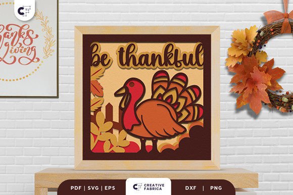 Grateful Turkey Shadow Box Paper Display
