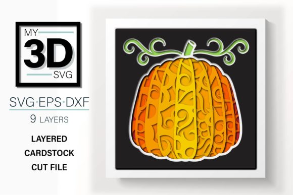 Pumpkin Autumn SVG Shadow Box Scene
