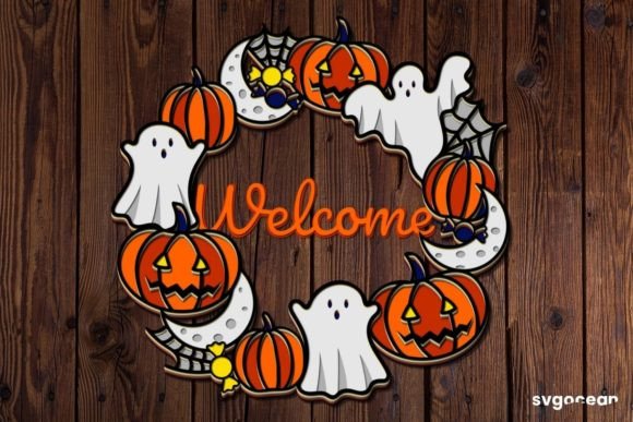 Welcome Halloween Svg Door Wreath