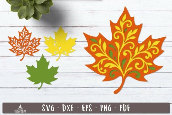 3D Floral Maple Fall Leaves SVG Art