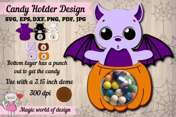 Bat Pumpkin Halloween Candy Dome Scene