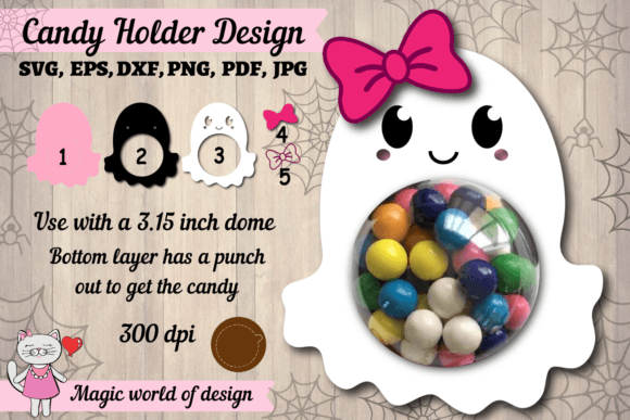 Cute Ghost Halloween Candy Dome Girl