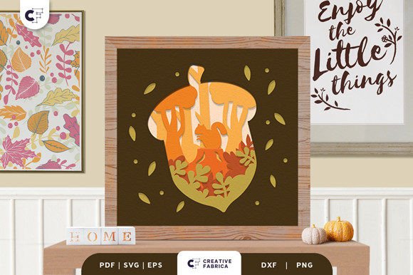 Fall Forest Acorn Svg Paper Cut