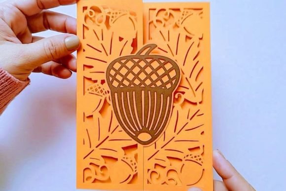 Acorn Invitation Fall SVG Gatefold