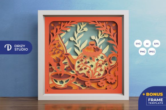 Tea Comfort Fall Shadow Box Display