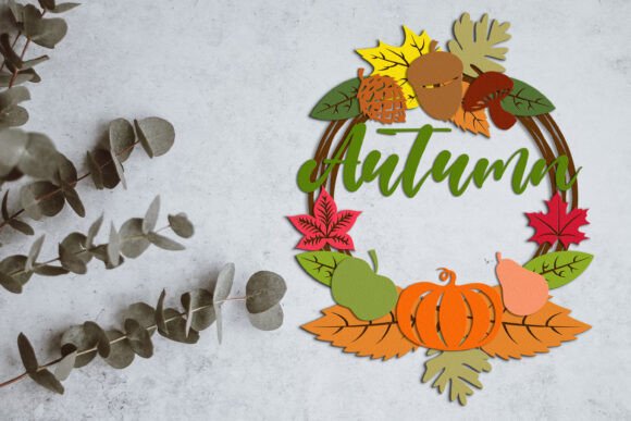 Decorative Fall Wreath SVG Template