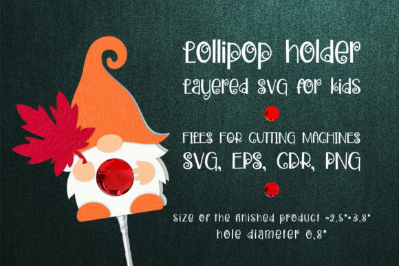 Autumn Gnome Fall Lollipop Holder SVG