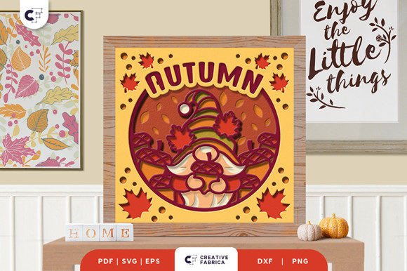 Acorn Gnome Fall Shadow Box Keepsake