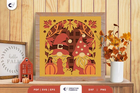 Autumn Gnomes Fall Shadow Box Pair