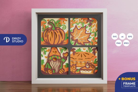 Home Gnome Fall Shadow Box Welcome