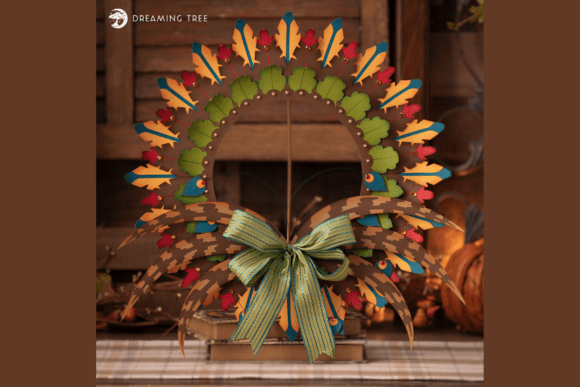 Leafy Feather Fall Wreath SVG Craft