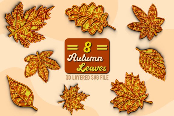 3D Cut Fall Leaves SVG Multilayer Art