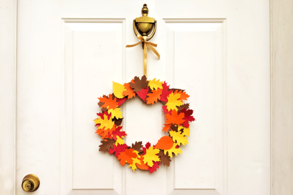 Autumn Leaf Fall Wreath SVG Template