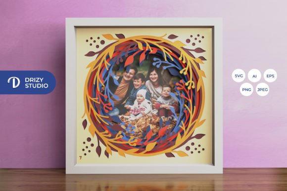 Autumn Wreath Photo Frame Fall Shadow Box