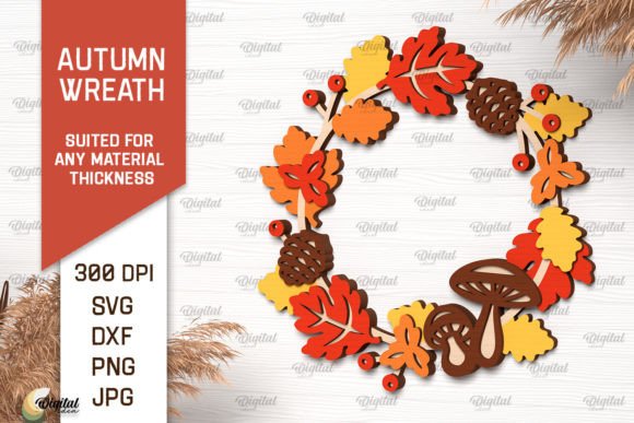 Autumn Cutwork Fall Wreath SVG Design