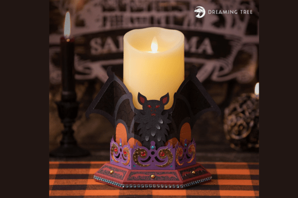 Bat Candle Halloween Paper Craft Holder