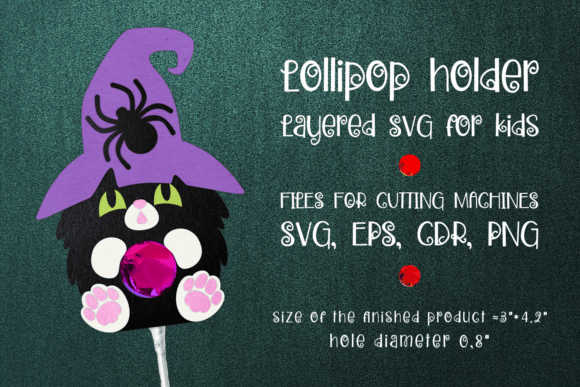 Black Cat Halloween Lollipop Holder Template