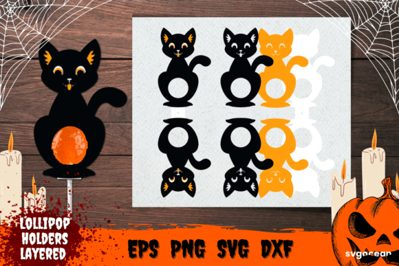 Black Cat Halloween Lollipop Holder Craft