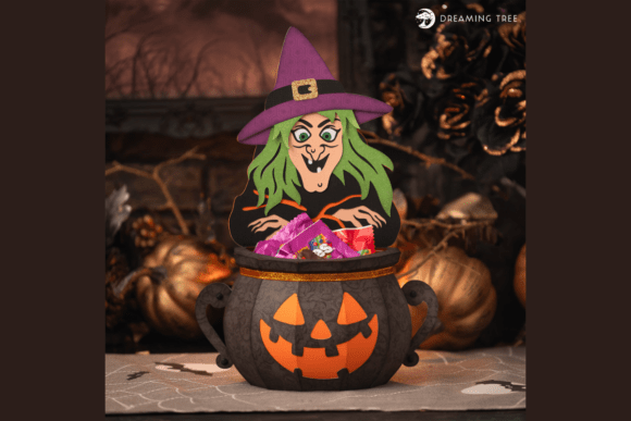 Candy Cauldron Halloween Paper Craft