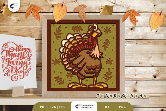Playful Cartoon Turkey SVG Shadow Box