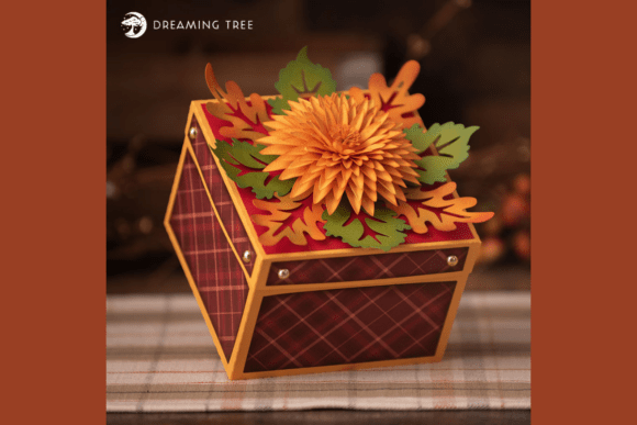 Chrysanthemum Autumn SVG Gift Box