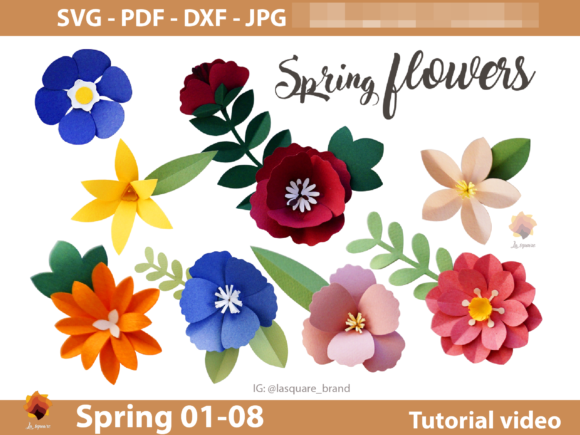 Spring Paper Flower Bundle Templates