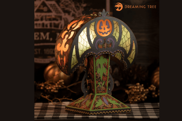 Crescent Moon Halloween Paper Craft Lamp