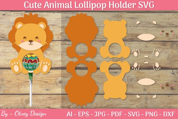 Cute Lion Fall Lollipop Holder SVG