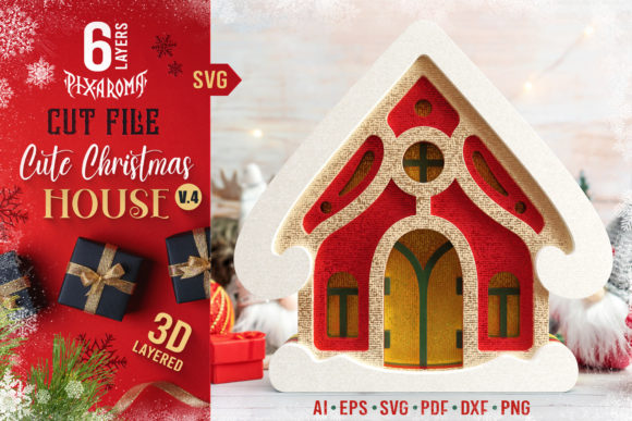 Snowy Gingerbread Paper House Shadow Scene