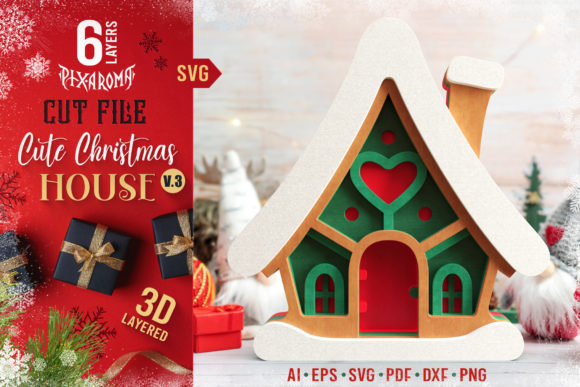 Layered Gingerbread House SVG Panel