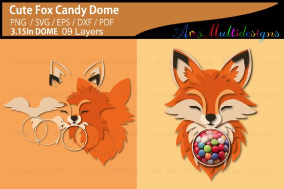 Cute Fox Halloween Candy Dome Template