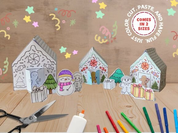 Kids’ Gingerbread Paper House Craft