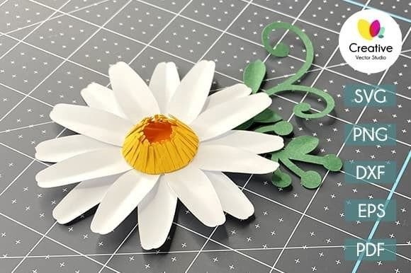 Botanical Paper Daisy SVG Curled Vine