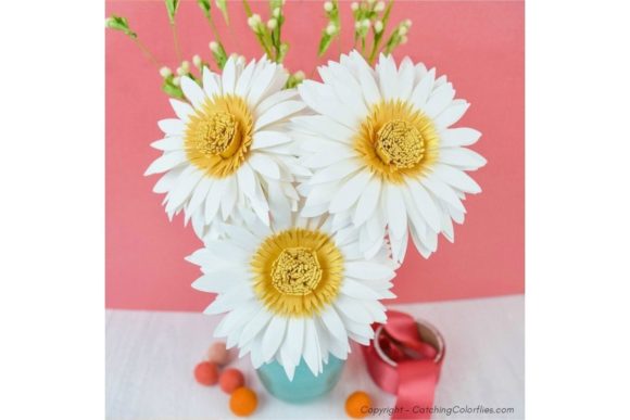 Golden Fringe Paper Daisy SVG Bouquet
