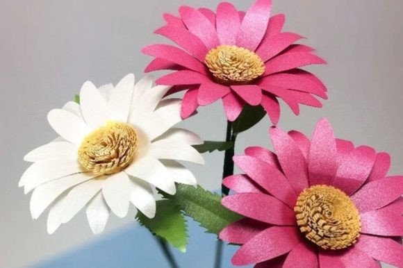 Pink Bouquet Paper Daisy SVG Template