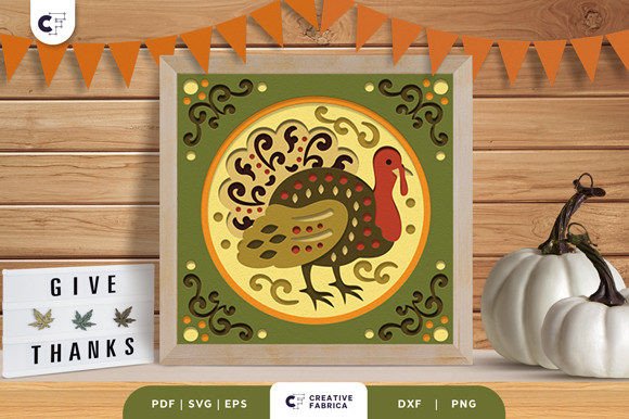 Decorative Turkey Shadow Box Mandala Display