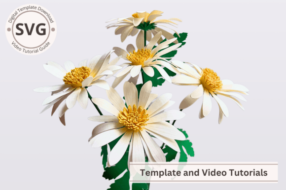 Wild Stem Paper Daisy SVG Template