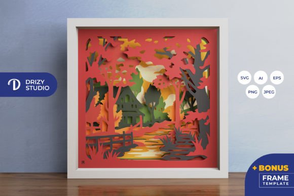 Layered Fall Shadow Box Landscape Art