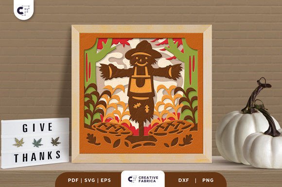 Scarecrow Fall Shadow Box Harvest Charm